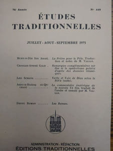 ÉTUDES TRADITIONNELLES. Année 1975 complète. 4 volumes.  Numéros 447, 448, 449, 450. 