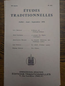 ÉTUDES TRADITIONNELLES. Année 1978 complète. 4 volumes.  Numéros 462, 463, 464, 465. 