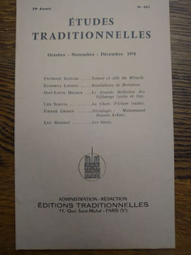 ÉTUDES TRADITIONNELLES. Année 1978 complète. 4 volumes. Numéros 462, 463, 464, 465. . undefined