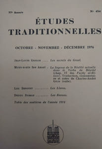 ÉTUDES TRADITIONNELLES. Année 1976 complète. 3 volumes.  Numéros 451, 452-453, 454. 