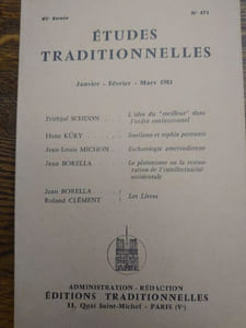 ÉTUDES TRADITIONNELLES. Année 1981 complète. 4 volumes.  Numéros 471, 472, 473, 474. 