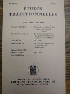 ÉTUDES TRADITIONNELLES. Année 1981 complète. 4 volumes.  Numéros 471, 472, 473, 474. 
