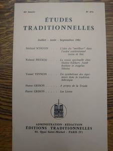 ÉTUDES TRADITIONNELLES. Année 1981 complète. 4 volumes.  Numéros 471, 472, 473, 474. 