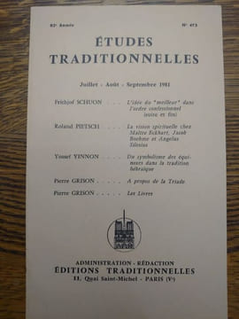 ÉTUDES TRADITIONNELLES. Année 1981 complète. 4 volumes.  Numéros 471, 472, 473, 474. . undefined