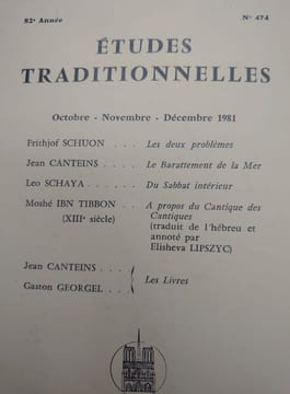 ÉTUDES TRADITIONNELLES. Année 1981 complète. 4 volumes.  Numéros 471, 472, 473, 474. . undefined