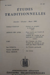 ÉTUDES TRADITIONNELLES. Année 1980 complète. 3 volumes.  Numéros 467, 468-469, 470. 