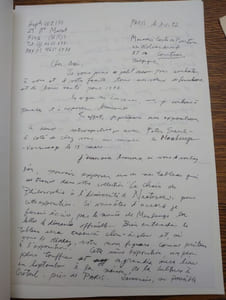 Passagers. Catalogue Galerie du Centre. Lettre autographe et dessin.