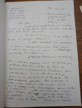 Passagers. Catalogue Galerie du Centre. Lettre autographe et dessin. . WEISS Hugh.
