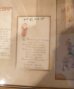 Cinq menus et deux ornements. Aquarelles originales. 1896.