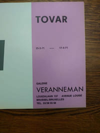 Tovar. Galerie Veranneman, Bruxelles, 1971. 