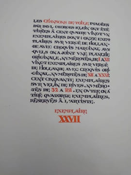 Chansons de toile. Textes traduits par Robert BARROUX. Musique transcrite par Jean de VALOIS. Présentées et imagées par Paul G. KLEIN. . BARROUX ...