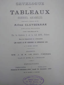 Catalogue des Tableaux, Esquisses, Aquarelles composant l'atelier de feu Alfred Cluysenaar. 