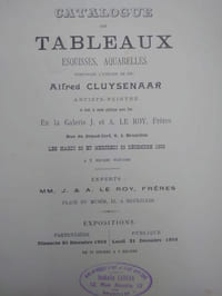 Catalogue des Tableaux, Esquisses, Aquarelles composant l'atelier de feu Alfred Cluysenaar.