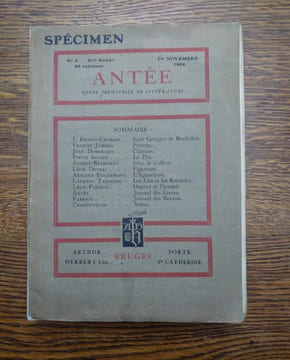 Antée. Revue mensuelle de littérature N°6 de la deuxième année. . undefined