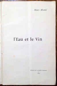 L'Eau et le Vin. Monographie scénique en trois actes.