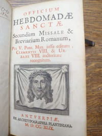 Officium hebdomadae sanctae. Secundum missale & breviarium romanum, Pii V. Pont. Max. jussu editum, Clementis VIII & Urbani VIII auctoritate recognitum.