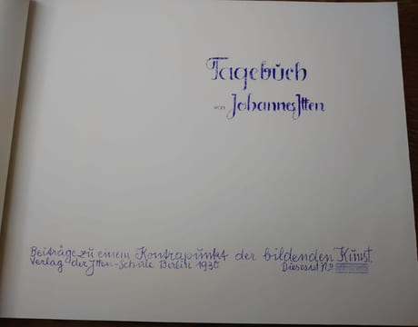Tagebuch von [ ]. Beiträge zu einem Kontrapunkt der Bildenden Kunst. . ITTEN Johannes. 