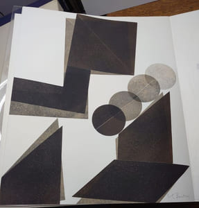 Des idées et des ombres. Un des 7 premiers exemplaires avec un collage original signé de Pol BURY et une suite de 7 gravures supplémentaires, justifiées et signées. 