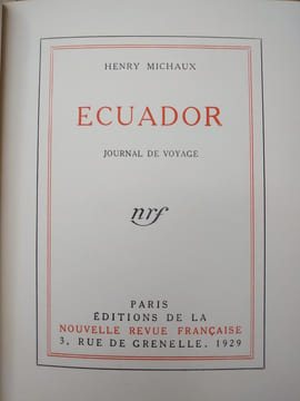 Ecuador. Journal de voyage. . MICHAUX Henri.