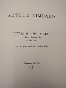 Lettre dite Du Voyant à Paul Demeny du 15 mai 1871. Avec le fac-similé de l'autographe. 