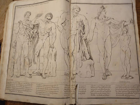 Proportions du corps humain. Extrait des Conférences de l'Académie Royale. 1683. . Testevin. Girard Audran.