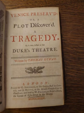 Recueil de quatre pièces de théâtre. Oroonoko, Venice Preserv'd, Orphan et The Unhappy Marriage. . APHRA BEHN. THOMAS OTWAY. JOHN BANKS.