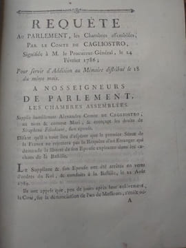 Recueil de Mémoires et Requêtes 1785-1786. . CAGLOSTRO. DUPATY.