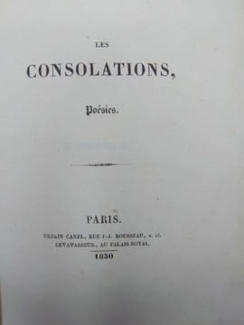 Les Consolations. Poésies. . SAINTE BEUVE.