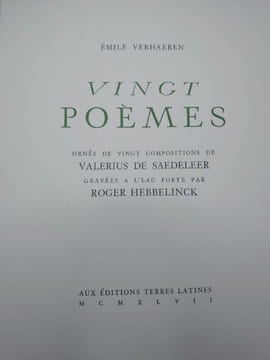 Vingt poèmes. Ornés de vingt compositions de Valerius de Saedeleer gravées à leau-forte parRoger Hebbelinck. . VERHAEREN, Émile. de SAEDELEER, ...