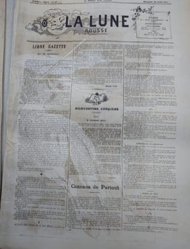 La Lune Rousse 1876 - 1879 du N° 1 au 157. Manquent les numéros 2, 3, 4, 6, 10, 11, 51, 56, 92, 93, 97, 122 à 134, 143 à 156.Soit 120 numéros. . ANDRE ...