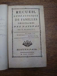 Recueil généalogique de familles originaires des Pays-Bas ou y établies. 