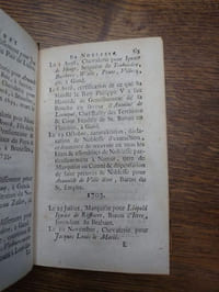 Listes des titres de noblesse chevalerie et autres marques d'honneur, accordées par les souverains des Päis-Bas, depuis, l'année 1659 jusqu'a la fin de 1782. Précédées d'une table alphabétique des noms de ceux qui les ont obtenu. Avec une liste des villes, bourgs, villages, &c. du duché de Brabant, et des seigneurs qui les possédent actuellement, et un Recueil chronologique de tous les placards, édits, et ordonnances [...]