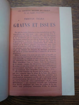 Grains et Issues. . TZARA Tristan. 