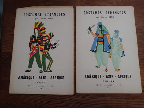 Costumes étrangers. Amérique. Asie. Afrique. Réalisations de costumes pour fêtes scolaires. Deux volumes. Hommes et femmes. . KIEB Denise.