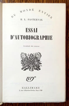 Essai d'autobiographie. Traduit du russe.. PASTERNAK Boris L.