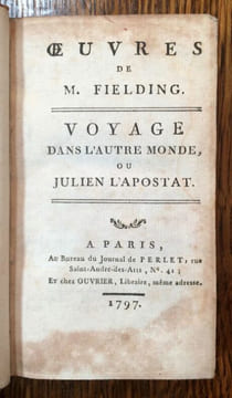 Oeuvres de M. Fielding. Voyage dans l'autre monde, ou Julien l'Apostat.. FIELDING Henry.