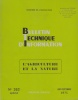 Bulletin technique d'information N° 262. L'agriculture et la nature.. MINISTERE DE L'AGRICULTURE 
