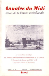 Annales du Midi - Tome 96 N° 168. Lèpre - Roussillon-Cerdagne - Moissac - Révolution...