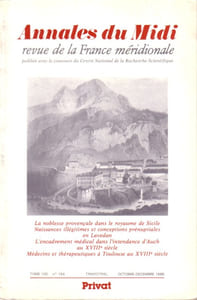 Annales du Midi - Tome 100 N° 184. Sicile - Lavedan - Auch - Médecins de Toulouse au 18e.