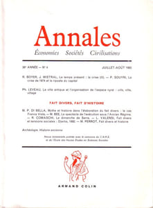 Annales. Economies-sociétés-civilisations. Revue bimestrielle 38e année N° 4. La Crise, la ville antique. Fait divers, fait d'histoire...