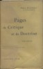 Pages de critique et de doctrine. Tome premier seul : Balzac - Barrès - Barbey d'Aurevilly - Lamartine - Théophile Gautier - Léon Daudet…. BOURGET ...