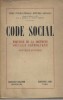 Code social. Esquisse de la doctrine sociale catholique. Nouvelle synthèse.. UNION INTERNATIONALE D'ETUDES SOCIALES 