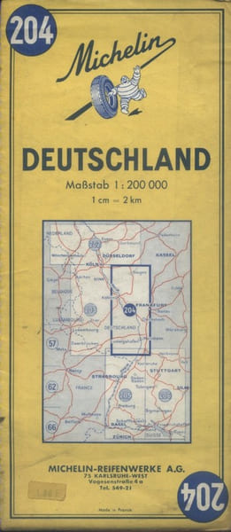Carte Michelin N&deg; 204. Deutschland. (Frankfurt). Carte au 200.000e.. CARTE MICHELIN 