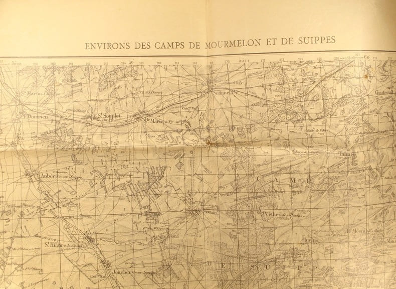 Environs des camps de Mourmelon et de Suippes. Carte au 1/50 000.. MOURMELON 
