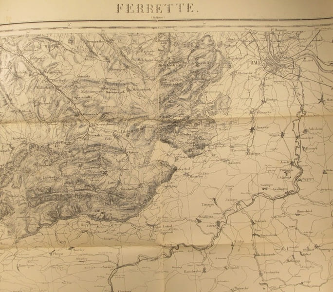 Ferrette (Mulhouse). Carte N&deg; 115. Carte d'&eacute;tat major. Relev&eacute;s de 1833.. FERRETTE - CARTE 