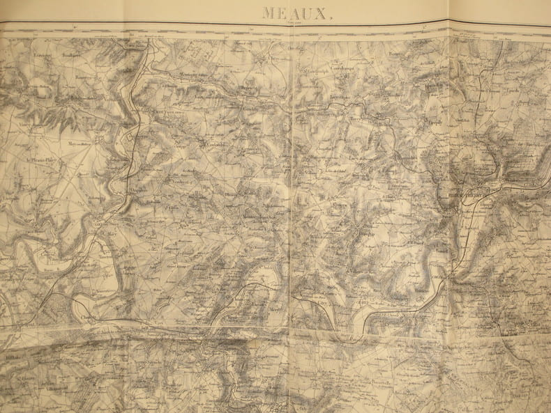 Meaux (Soissons). Carte N&deg; 49. Carte au 1/80 000. Relev&eacute;s de 1832. R&eacute;vis&eacute;e en 1899.. MEAUX - CARTE 