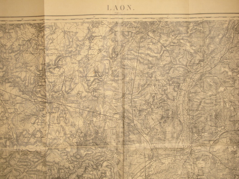 Laon (Cambrai). Carte N° 22. Carte au 1/80 000. Relevés de 1837. Révisée en 1903.. LAON - CARTE 