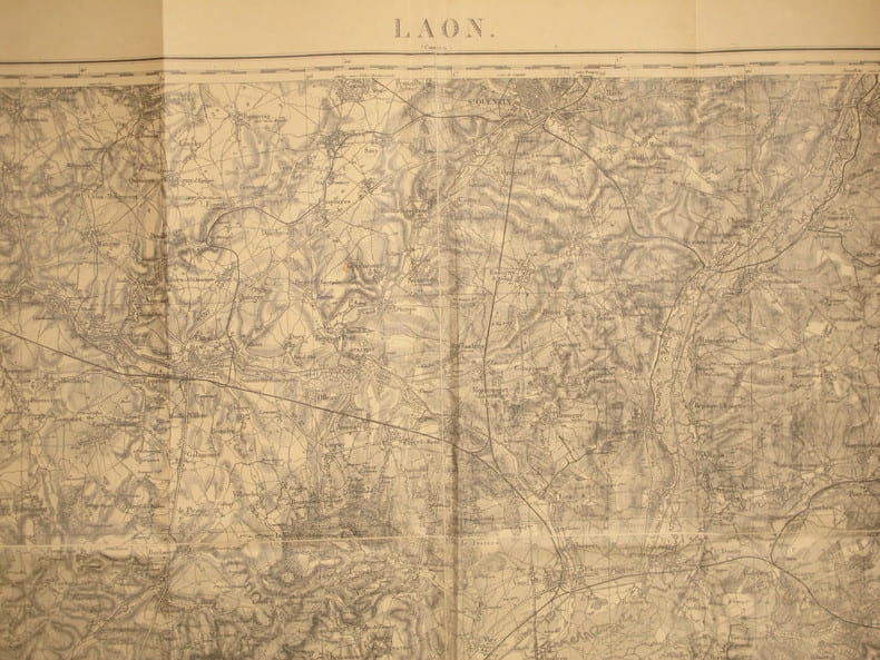 Laon (Cambrai). Carte N&deg; 22. Carte au 1/80 000. Relev&eacute;s de 1837. R&eacute;vis&eacute;e en 1903.. LAON - CARTE 
