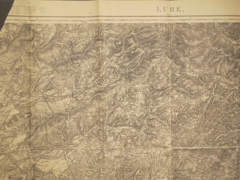 Lure (Epinal). Carte N&deg; 100. Carte au 1/80 000. Relev&eacute;s de 1839. R&eacute;vis&eacute;e en 1896.. LURE - CARTE 