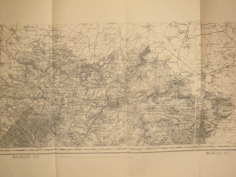Maubeuge S.O. Partie de la carte N&deg; 9. Carte d'&eacute;tat major.. MAUBEUGE S.O. 